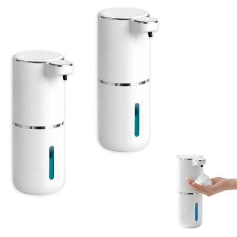 Dispenser de Espuma Kit 2 Uni Sensor Automatico Sabao Locao Alcool Gel Recarregavel USB Pratico Higi