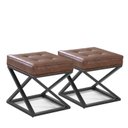 Ver imagem 1 de Kit 02 Pufe Estilo Industrial Quadrado Pés Metal Mônaco - Corano Whisky