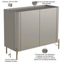 Ver imagem 2 de Buffet para Sala de Jantar 2 Portas 1 Gaveta Pés Industrial Dourado Naim I03 Grigio - Lyam