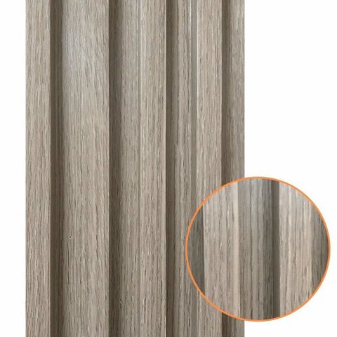 Kit 10 Unidades de Painel Ripado de Madeira PVC Cinza Mogno para Decoração Sala Quarto Cozinha 2,9m