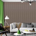 Ver imagem 6 de Kit 10 Unidades de Painel Ripado de Madeira PVC Cinza Mogno para Decoração Sala Quarto Cozinha 2,9m