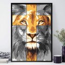 Ver imagem 1 de Quadro Decorativo Leão Preto e Branco com Cruz Laranja-24x34Cm