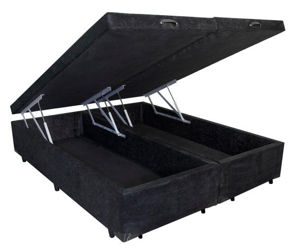 BAÚ KING (46X193X203) SUEDE PRETO TUTIBOX - 1