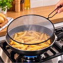 Ver imagem 3 de Tela Tampa Anti Respingo Fritura Protetor Cozinha Fogao Panela Frigideira Wok 3 em 1 Grelha Escorred