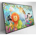 Ver imagem 3 de Quadro Infantil Animais 90x60 Cm Tecido Canvas
