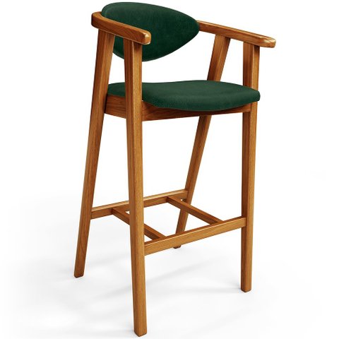 Banqueta Alta Para Cozinha Bancada Bar Sala de Jantar Fixa Cecília L02 Facto Verde Musgo - Lyam Deco