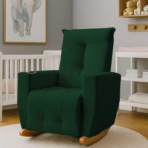 Poltrona de Amamentação Balanço Agatha Puff Verde