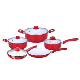 Jogo de Panela Ceramica Antiaderente Tampa Vidro Kit 5 peças Cozinha - 1