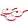 Jogo de Panela Ceramica Frigideira Antiaderente Tampa Vidro 3 Peças Cozinha Sem Oleo - 1