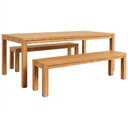 Ver imagem 1 de Mesa Madeira 180cm e 2 Bancos 150cm Floris Carvalho F07 - Mpozenato