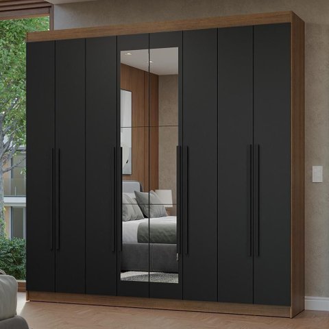 Guarda-Roupa Casal 8 Portas Batentes com Espelho Netuno Madesa