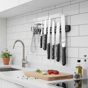 Barra Magnética Suporte para Facas e Ferramentas 50cm - Organizador de Parede Preto