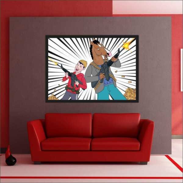 Quadro Decorativo BoJack Horseman Anime Desenho Salas Decorações Interiores Com Moldura - 4