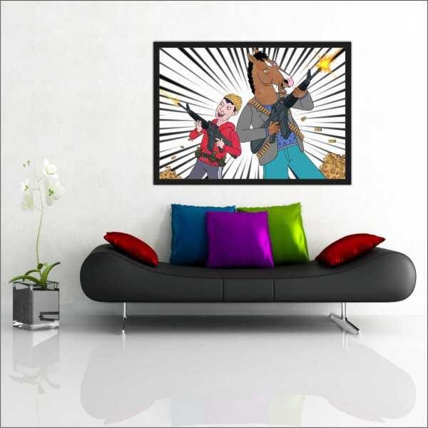 Quadro Decorativo BoJack Horseman Anime Desenho Salas Decorações Interiores Com Moldura - 3