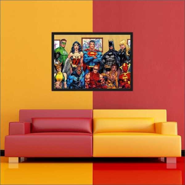 Quadro Decorativo Super Heróis Desenho Salas Decorações Interiores Com Moldura - 3