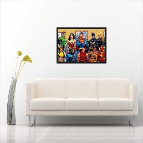 Quadro Decorativo Super Heróis Desenho Salas Decorações Interiores Com Moldura - 2