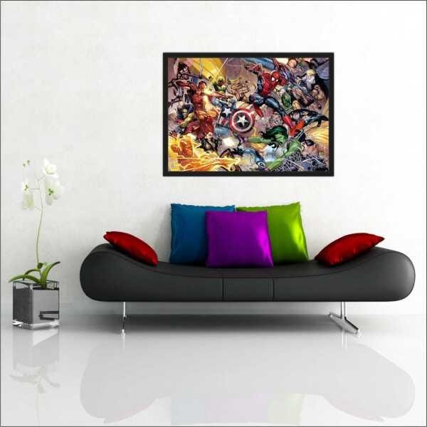 Quadro Decorativo Super Heróis Desenho Salas Decorações Interiores Com Moldura - 2