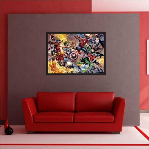 Quadro Decorativo Super Heróis Desenho Salas Decorações Interiores Com Moldura - 1