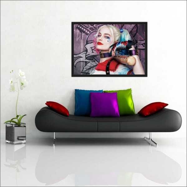 Quadro Decorativo Hillary Quin Arlequina Salas Decorações Interiores Com Moldura - 1
