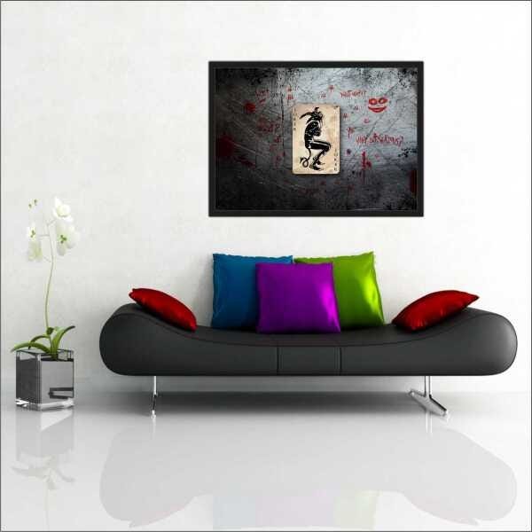 Quadro Decorativo Coringa Joker Batman Super Heróis Desenho Salas Decorações Interiores Com Moldura - 1