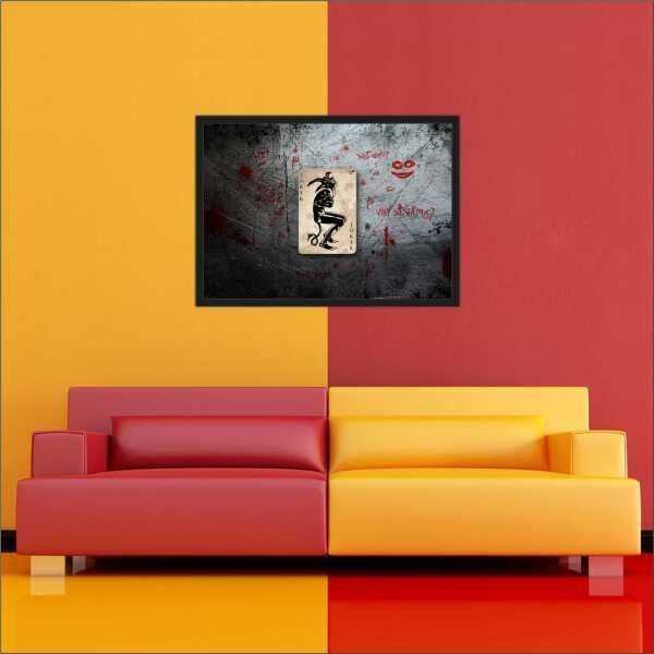 Quadro Decorativo Coringa Joker Batman Super Heróis Desenho Salas Decorações Interiores Com Moldura - 3