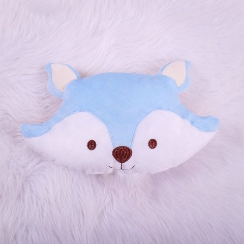 Almofada Decorativa Safari Infantil para Bebê e Crianças em Pelúcia:raposa Azul