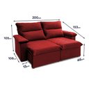 Ver imagem 5 de Sofá Retrátil Reclinável Paris 2,00m Suede Velut Vermelho Molas Ensacadas - King House