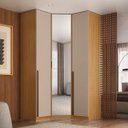 Ver imagem 1 de Guarda Roupa de Canto Obliquo Espelho 3 Portas Mdf Altezza Trend Belmax:freijó/off White