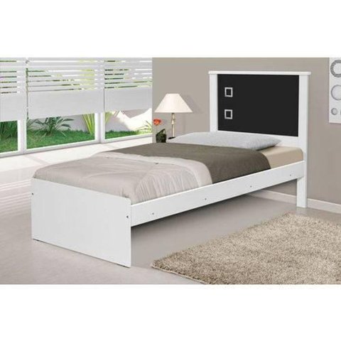Cama Barcelona para Quarto Solteiro Flex Color Branco-preto