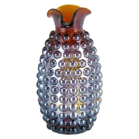 Vaso Decorativo Enfeite Casa 14x8x8cm Vidro Marrom Lustrado