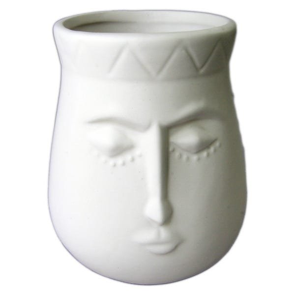 Pote rosto cerâmica branco 12,5x10,5cm BTC - 1
