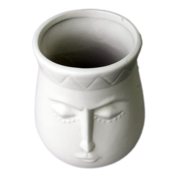 Pote rosto cerâmica branco 12,5x10,5cm BTC - 3