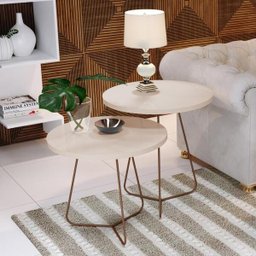 Conjunto Sala Mesa Lateral e Apoio JB 8004/8005 Perola - 4 Conjunto Sala Mesa Lateral e Apoio JB 8004/8005 Perola - 4