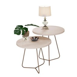 Conjunto Sala Mesa Lateral e Apoio JB 8004/8005 Perola - 5 Conjunto Sala Mesa Lateral e Apoio JB 8004/8005 Perola - 5