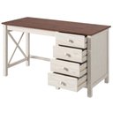 Ver imagem 3 de Escrivaninha em Madeira Maciça com 4 Gavetas Branco Envelhecido