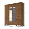 Guarda-Roupa Casal 6 Portas e Espelho Aracaju Castanho Wood - Moval - 4