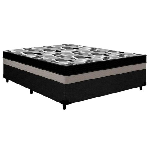 Cama Box Casal: Colchão Anatômico Ortobom D33-ep Iso 100 Double Face + Base Crc Courano Black(
