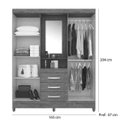 Ver imagem 2 de Guarda-Roupa 4 Portas 3 Gavetas com Espelho 165cm Estilo Capelinha Branco Capri