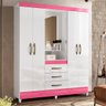 Guarda Roupa Capri 165cm 4 Portas Branco Flex com Espelho Moval - 4