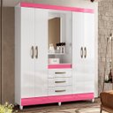 Ver imagem 4 de Guarda-Roupa 4 Portas 3 Gavetas com Espelho 165cm Estilo Capelinha Branco Capri