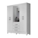 Ver imagem 3 de Guarda-Roupa 4 Portas 3 Gavetas com Espelho 165cm Estilo Capelinha Branco Capri