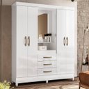 Ver imagem 5 de Guarda-Roupa 4 Portas 3 Gavetas com Espelho 165cm Estilo Capelinha Branco Capri