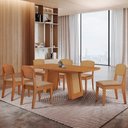 Ver imagem 3 de Mesa Carolina 180 Tampo MDF 6 Cadeiras Moderna Mobilia