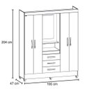 Ver imagem 4 de Guarda Roupa Capri 165cm 4 Portas Castanho Wood com Espelho Moval