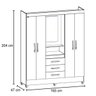 Guarda Roupa Capri 165cm 4 Portas Castanho Wood com Espelho Moval - 4