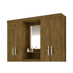 Guarda Roupa Capri 165cm 4 Portas Castanho Wood com Espelho Moval - 2 Guarda Roupa Capri 165cm 4 Portas Castanho Wood com Espelho Moval - 2
