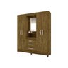 Guarda Roupa Capri 165cm 4 Portas Castanho Wood com Espelho Moval - 1
