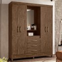 Ver imagem 5 de Guarda Roupa Capri 165cm 4 Portas Castanho Wood com Espelho Moval