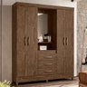 Guarda Roupa Capri 165cm 4 Portas Castanho Wood com Espelho Moval - 5