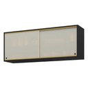 Ver imagem 1 de Armário de Cozinha Aéreo 120cm 2 Portas Vidro Veneza Multimóveis V3683 Preto/dourado